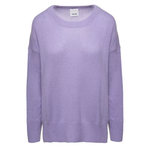 Allude Purple Sweater With U Neckline In Cashmere Purple 