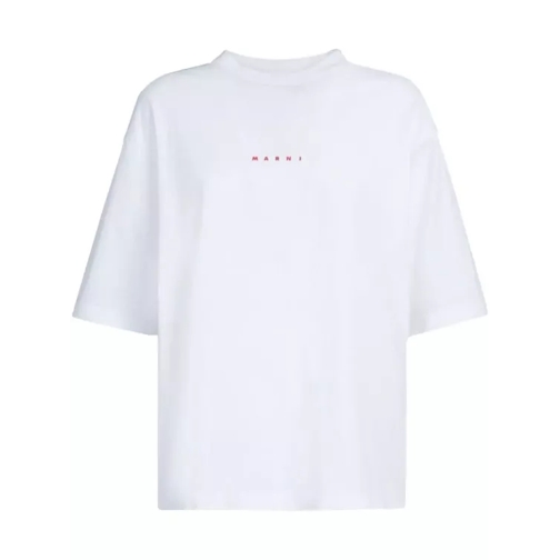 Marni White Logo Print T-Shirt White 