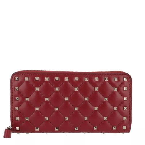 Valentino Garavani Rockstud Spike Wallet Red Portemonnaie mit Zip-Around-Reißverschluss