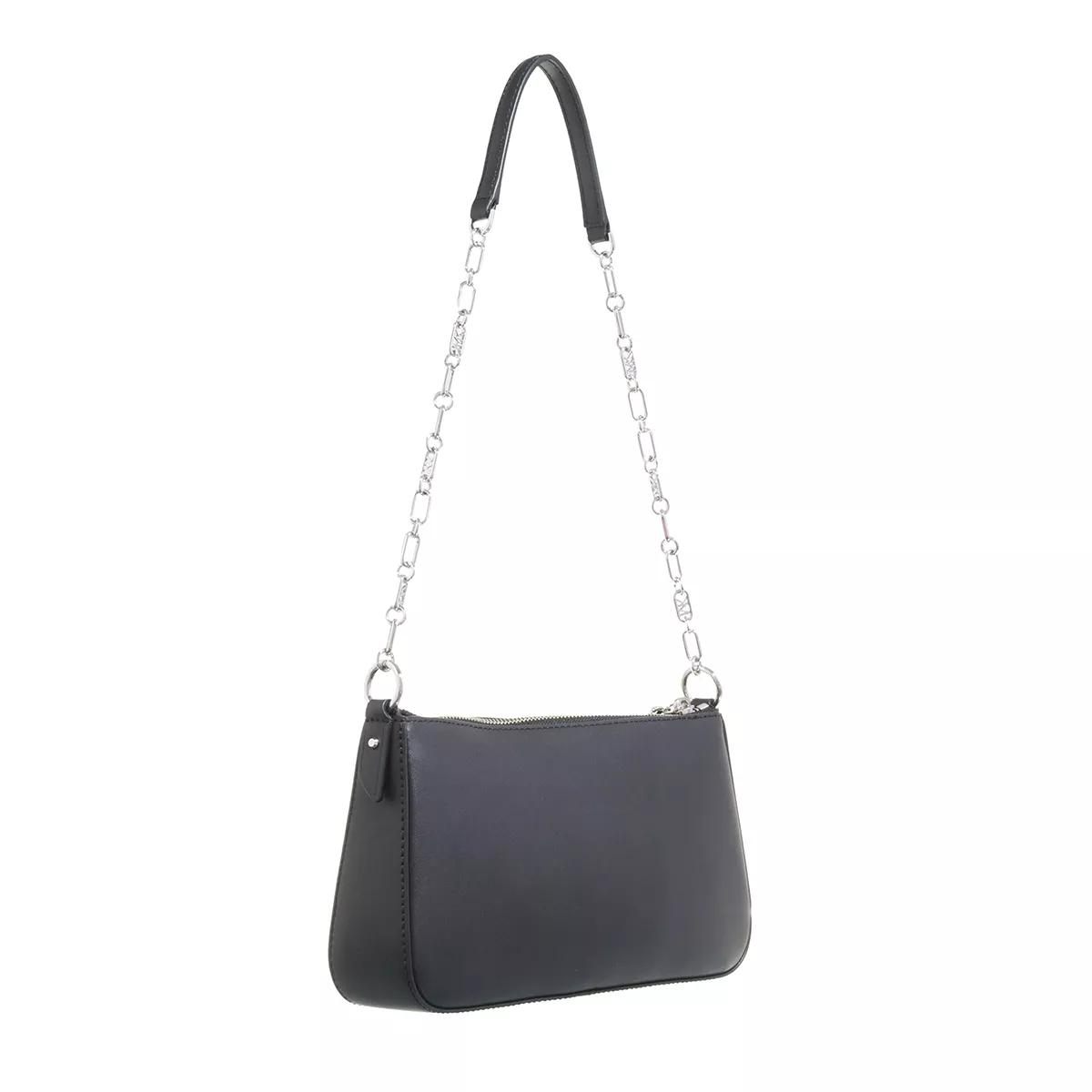 Michael Kors Empire Leren Clutch Tas met Verstelbare Schouderband Black Dames