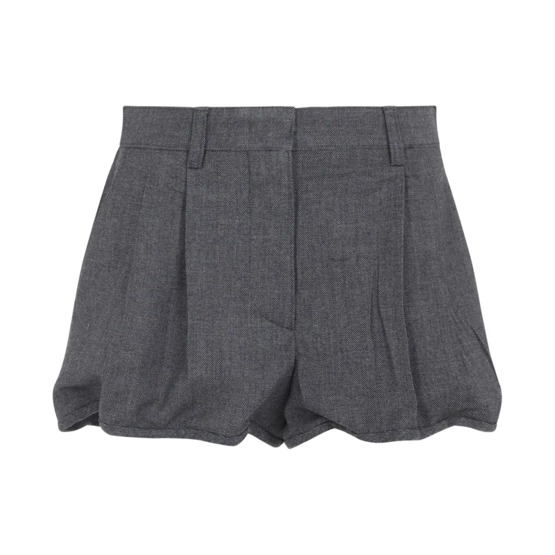 Prada Legere Shorts Tailored Bermudas With Scalloped Hemline And Pleat Grey