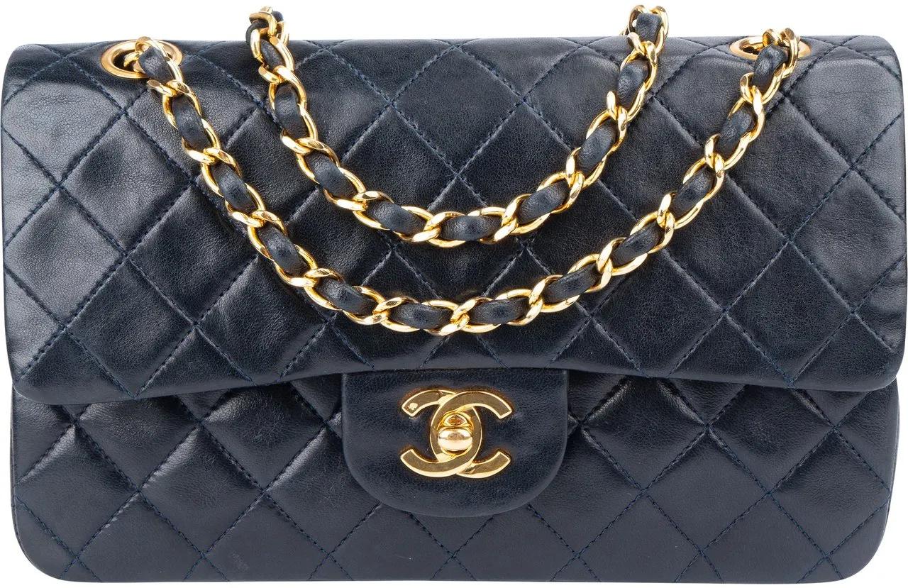 Chanel Crossbody Bags - Chanel Quilted Lambskin 24K Gold Small Double Flap - Gr. unisize - in Blau - für Damen