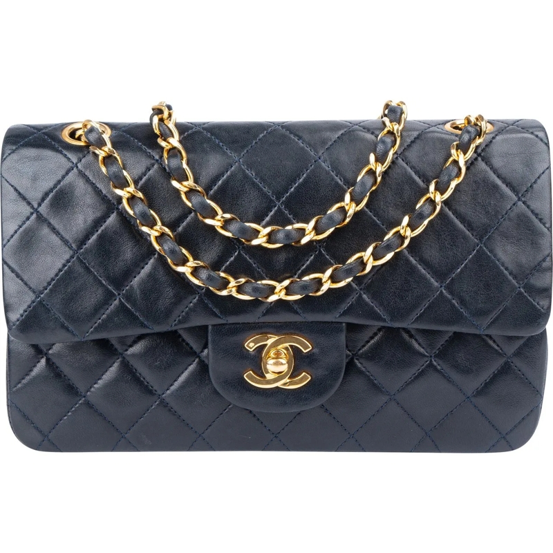 Chanel Tote Chanel Quilted Lambskin 24K Gold Small Double Flap blau
