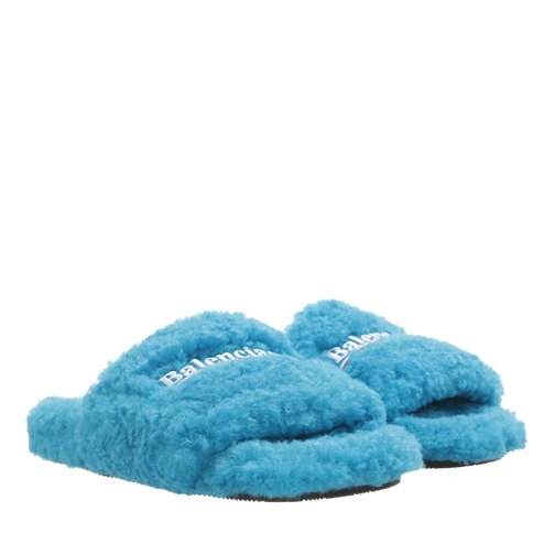 Balenciaga Furry Slide Sandals Blue Slide
