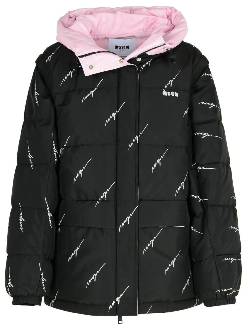 MSGM - Black Polyester Down Jacket - Größe 38 - schwarz