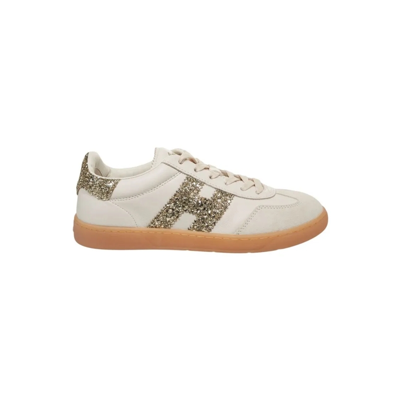 Hogan Lage-top sneaker Glitter-Accent Suede And Leather Hogan Sneakers Neutrals