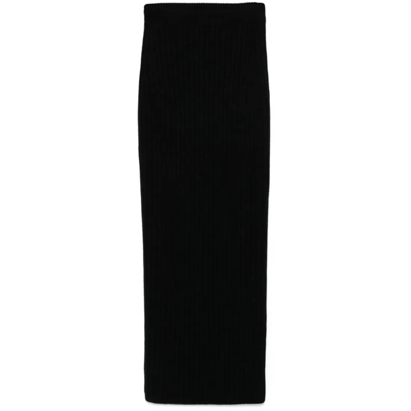Max Mara Minirock Silk Maxi Skirt With Ribbed Texture Black