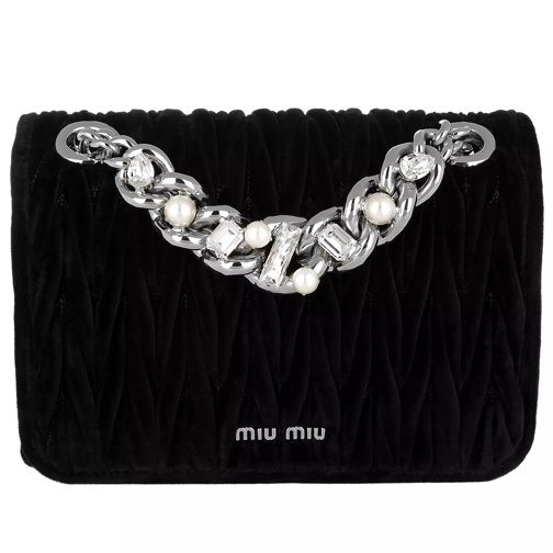 Miu Miu Velluto Matelassé Crossbody Bag Cristal+Pearls Nero Crossbody Bag