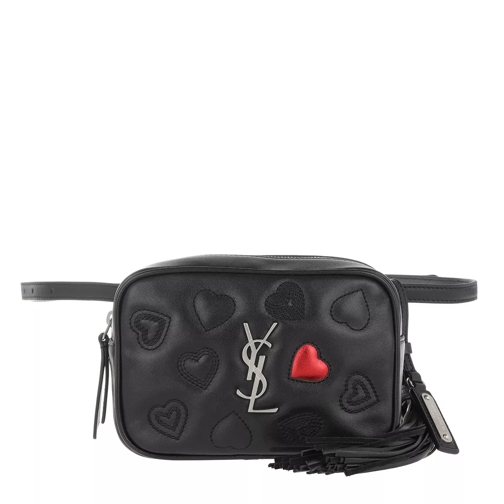 Saint Laurent Monogram Lou Camera Bag Heart Embroidered Black Ledergürtel