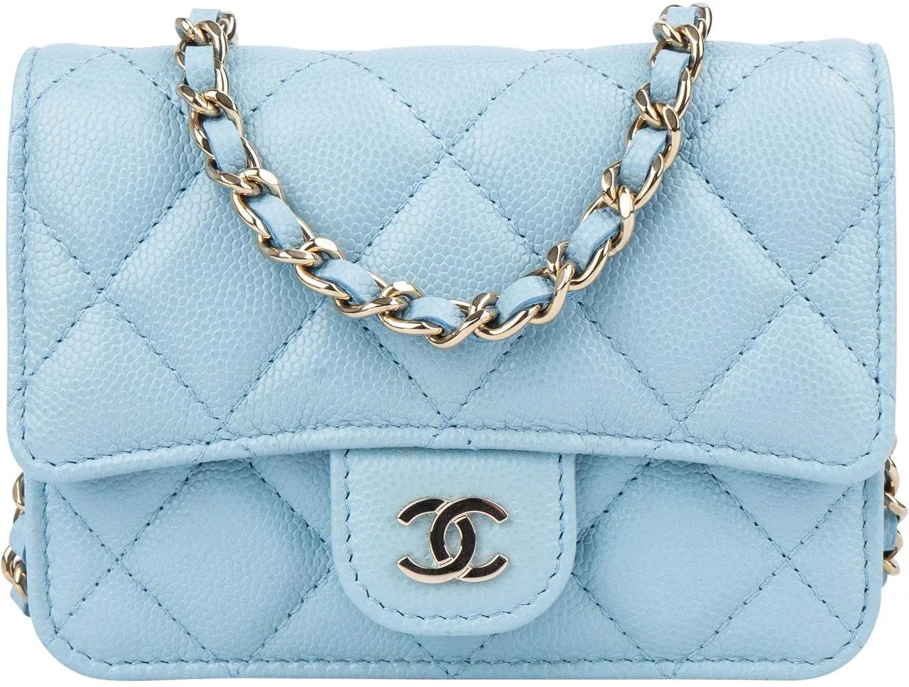 Chanel Crossbody Bags - Chanel Quilted Caviar Leather CC Single Flap Mini - Gr. unisize - in Blau - für Damen