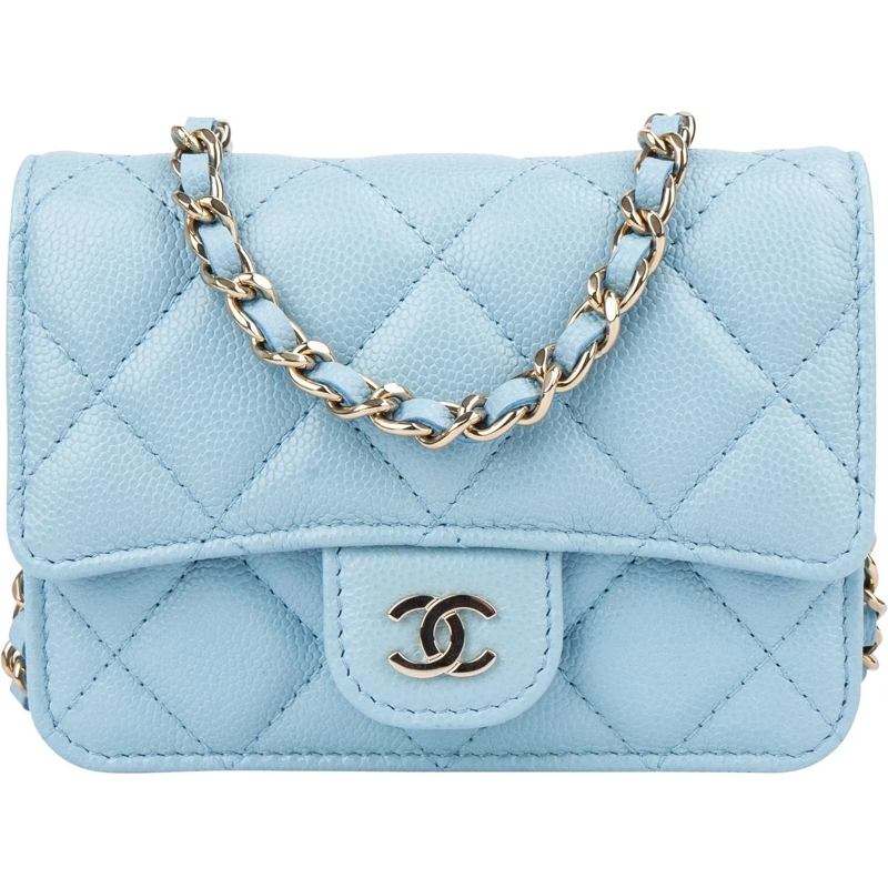 Chanel Sac à bandoulière Chanel Quilted Caviar Leather CC Single Flap Mini  blau