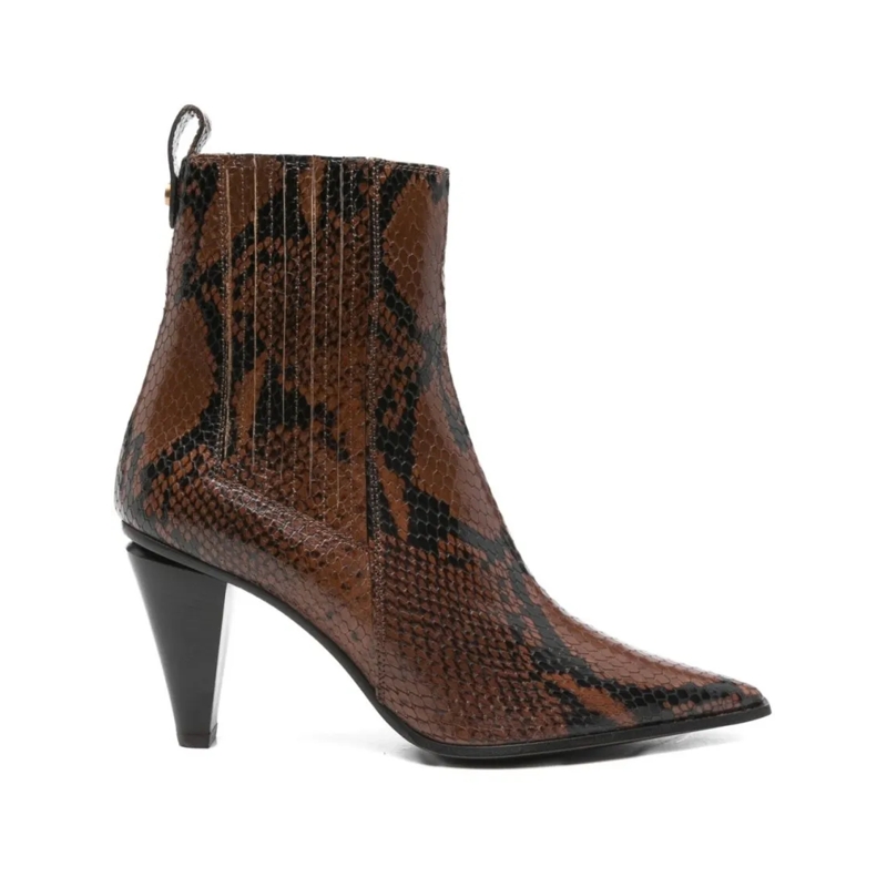 Roberto Festa Stiefel Textured Snakeskin Ankle Boots Black