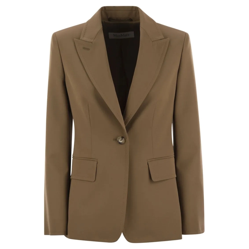 Max Mara Blazer Palchi - Wool Gabardine Blazer Brown