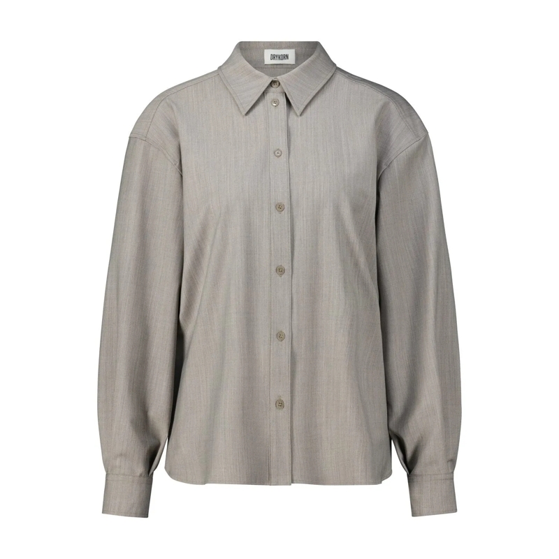 DRYKORN Chemisier Hemdbluse DHYANA mit Wolle Grau