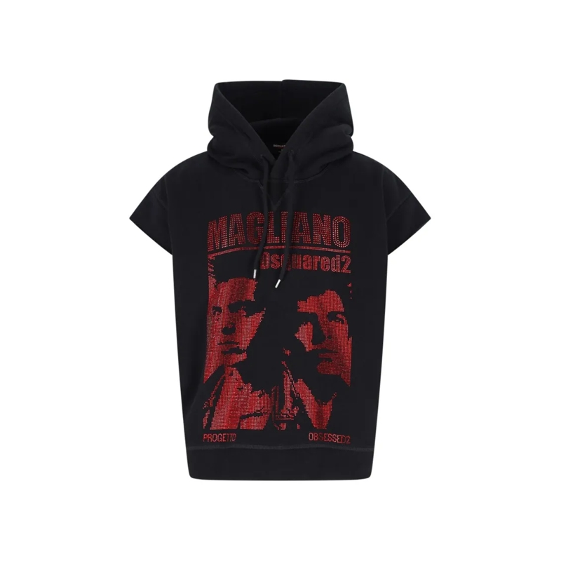 Dsquared2  Black Cotton Rhinestone Sweatshirt Black