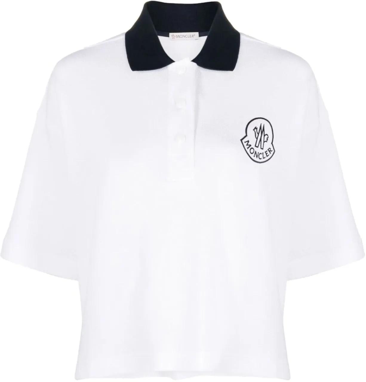 Thumbnail - Moncler - Logo Embroidered Short-sleeved Polo Shirt - Größe M - weiß