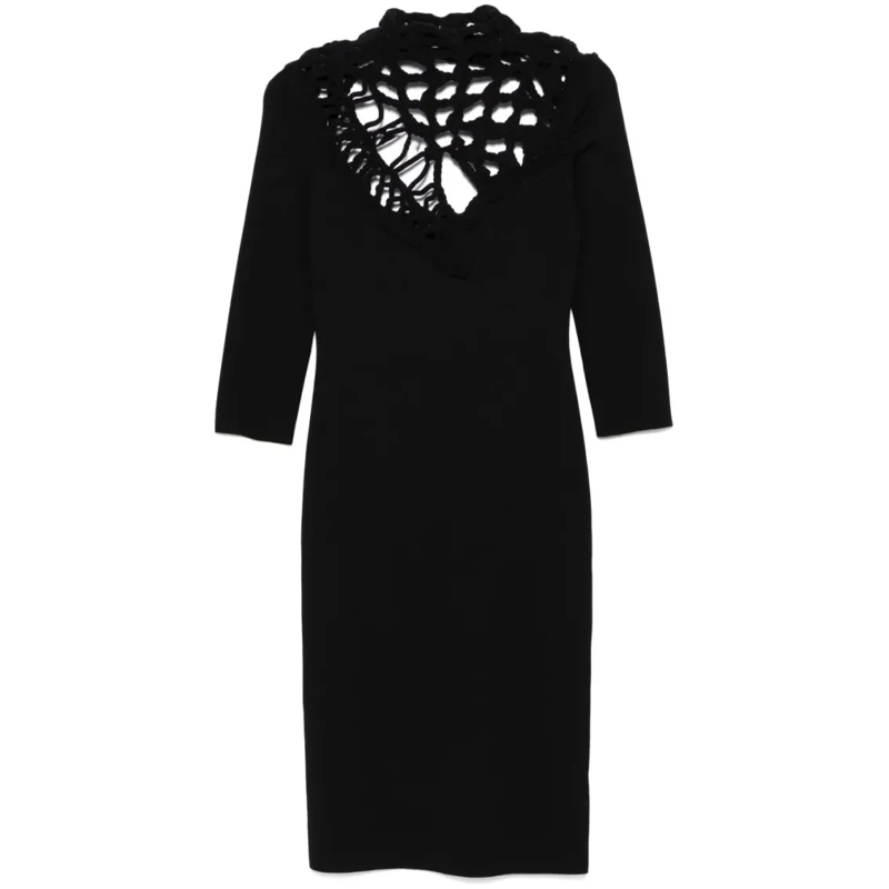 Roberto Cavalli Midi-jurk Fitted Dress With Flowing Skirt Black