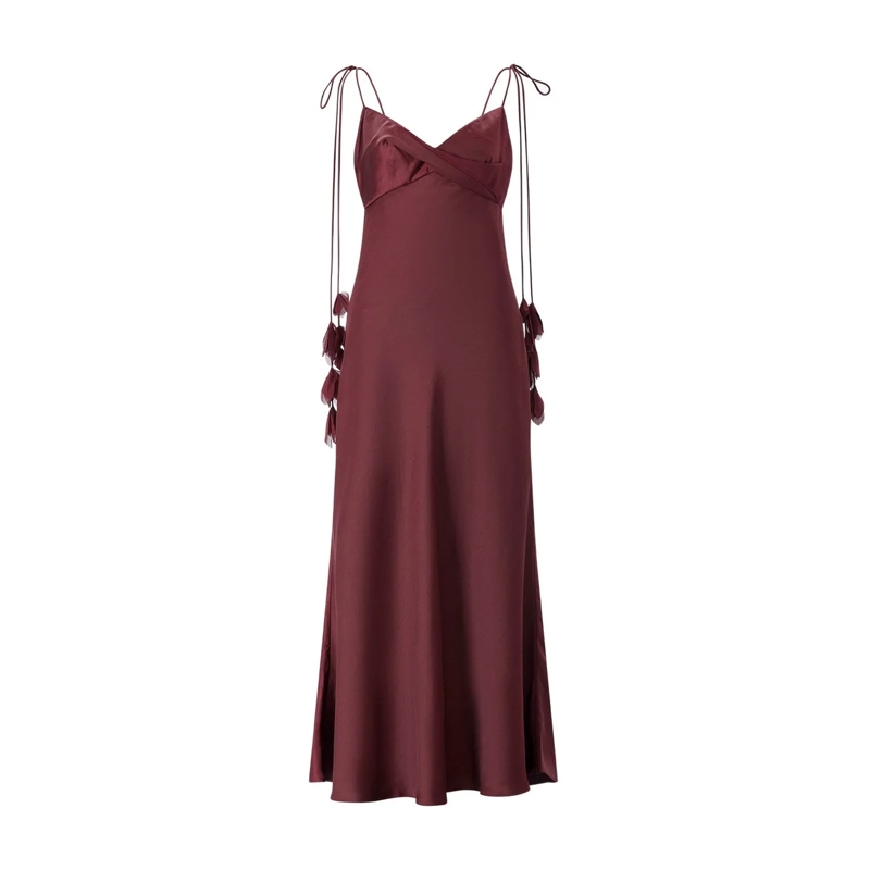 Self Portrait Robe longue Burgundy Sleeveless Maxi Dress Black(Image 2)