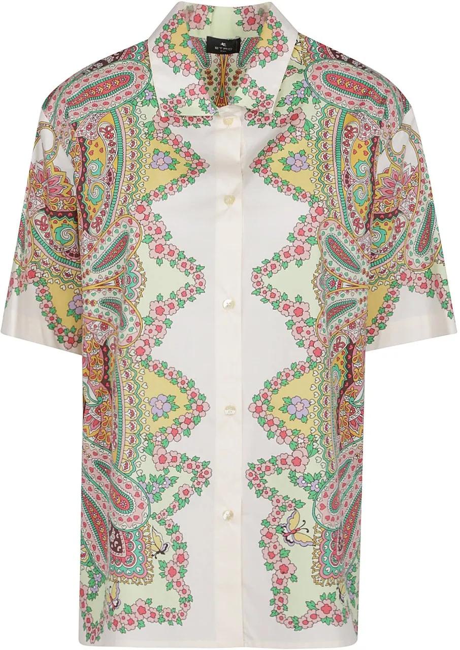 Thumbnail - Etro - Short Sleeve Bowling Shirt White - Größe 38 - weiß