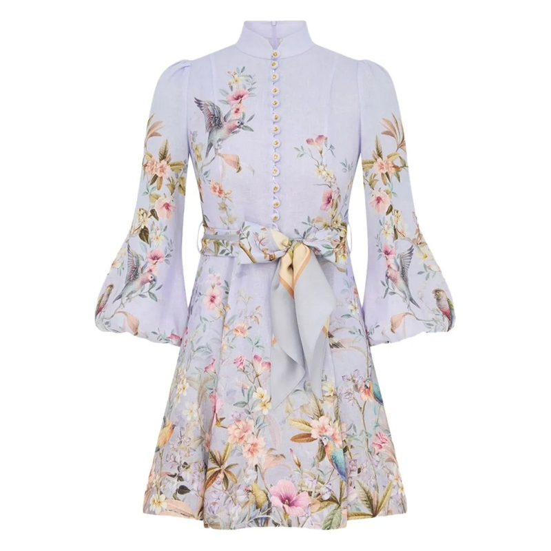 Zimmermann Minikleid Flared Mini Dress With Floral Purple