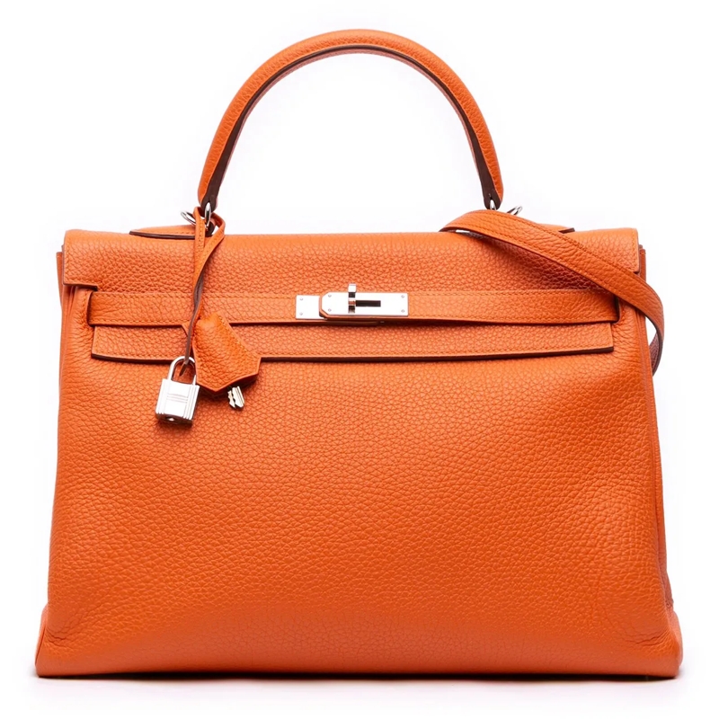 Hermès Sac à bandoulière Togo Kelly II Retourne 35 orange