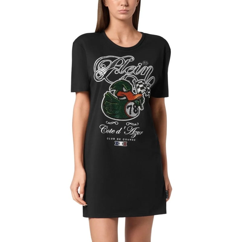 Philipp Plein Midikleid Kleid Duck Mit Schmucksteinen schwarz(Image 3)