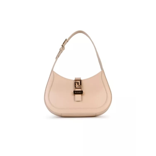 Versace Hobo Greca' Beige Leather Bag Neutrals Hoboväska