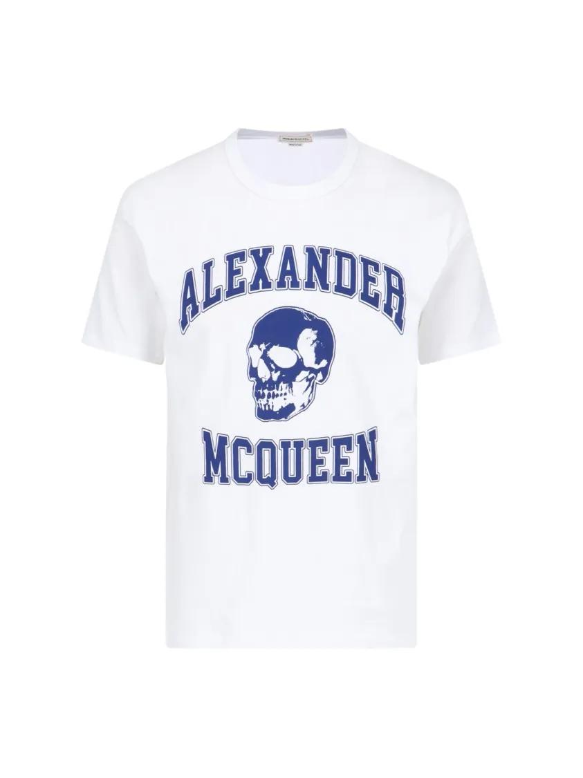 Thumbnail - Alexander McQueen - "Varsity" White T-Shirt - Größe L - weiß