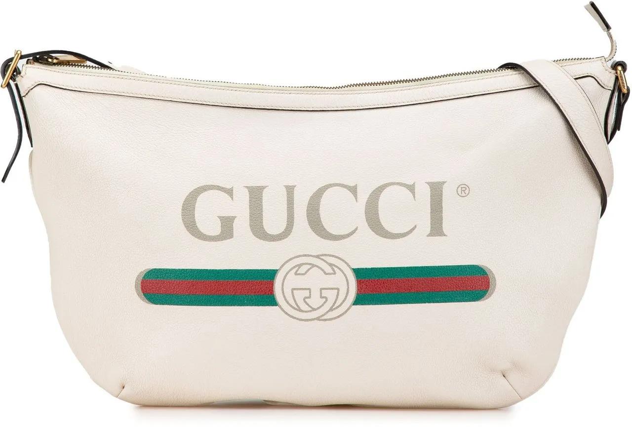 Gucci Hobo Bags - Leather Logo Half Moon Crossbody - Gr. unisize - in Weiß - für Damen