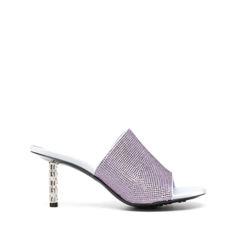 Givenchy Mules Lavender Purple Rhinestone-Embellished Slip-On Mul Grey