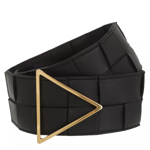 Bottega Veneta Maxi Belt Intreccio Leather Black/Gold Waist Belt