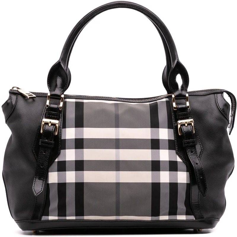 Burberry Schultertasche Beat Check Nylon Ellers Satchel grau
