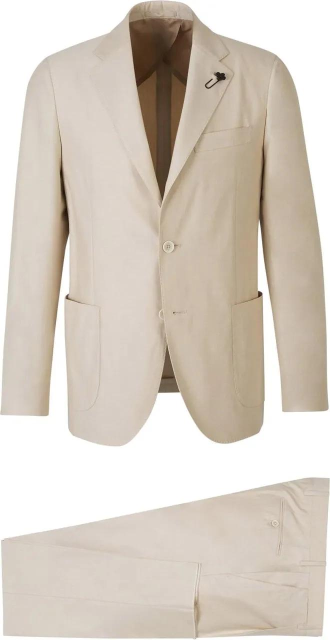 Thumbnail - Lardini - Plain Cotton Suit - Größe 52 - beige