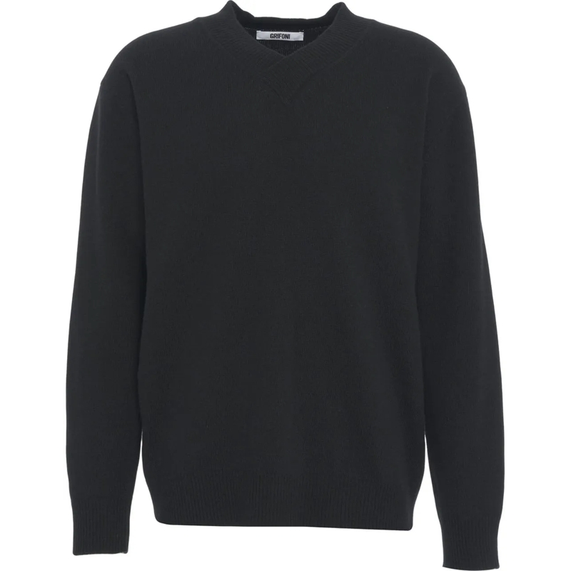 Grifoni  Sweater with v-neck schwarz
