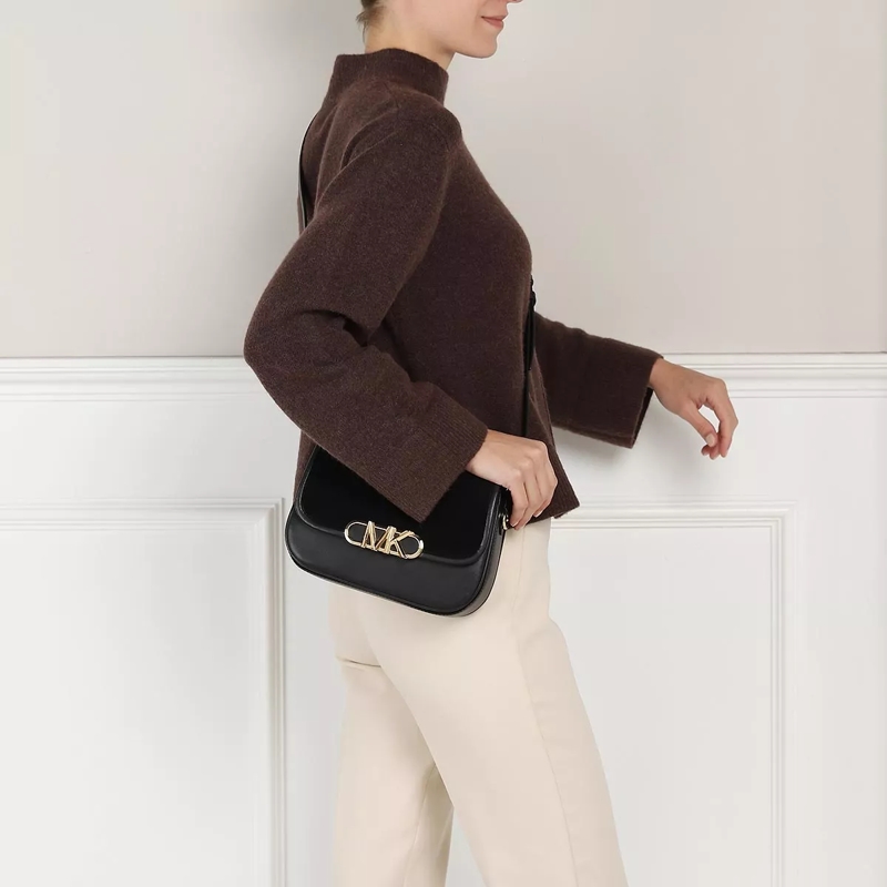 MICHAEL Michael Kors Saddle Bag Medium Saddle Messenger Black(Image 2)