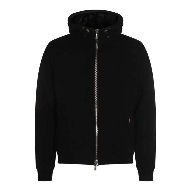 Moorer Daunenjacke Hooded Black Jacket With Silver Zipper Black