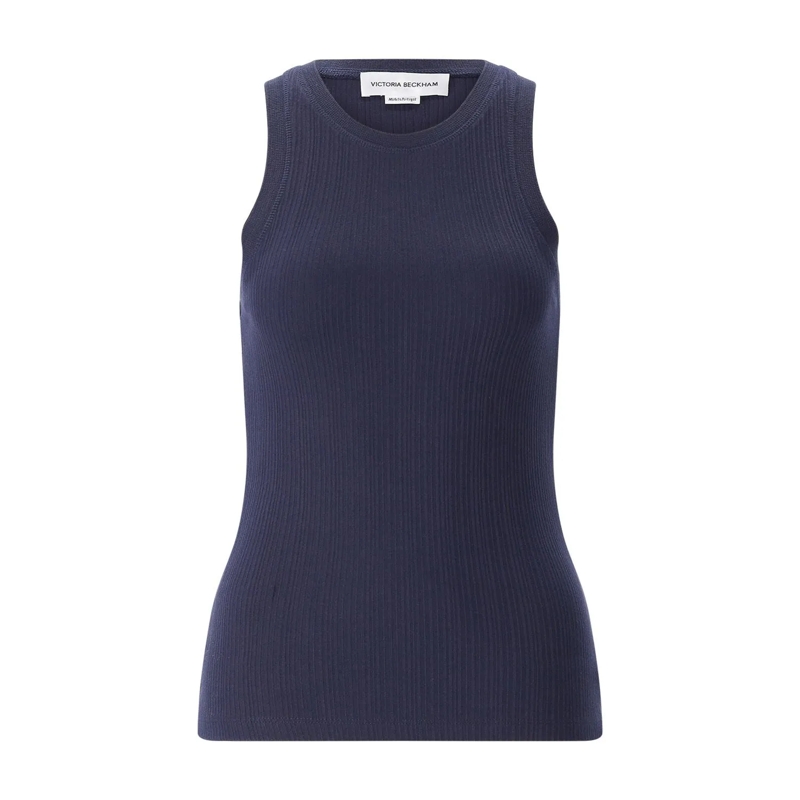 Victoria Beckham Top Geripptes Top weiß