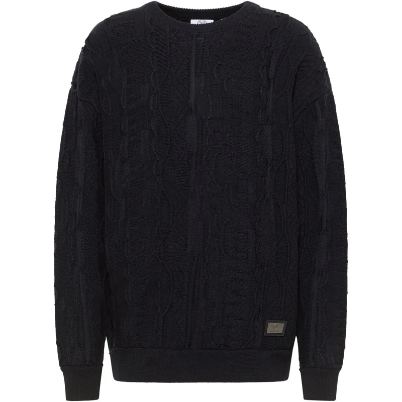 Carlo Colucci Pullover Knit Sweater Plain Black schwarz