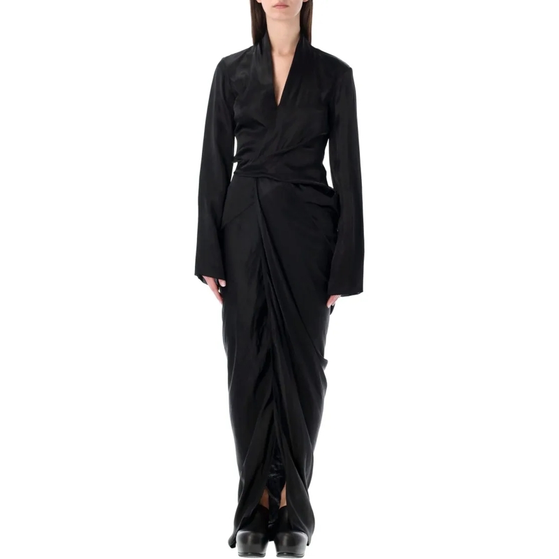 Rick Owens  Long Wrap Gown Black
