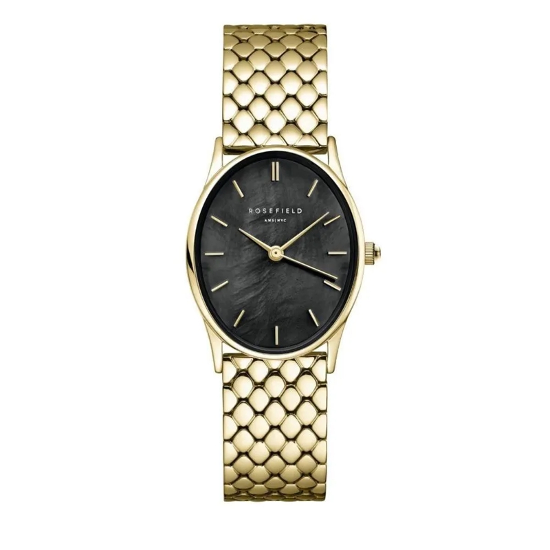 Rosefield Quarzuhr Damenuhr Oval schwarz