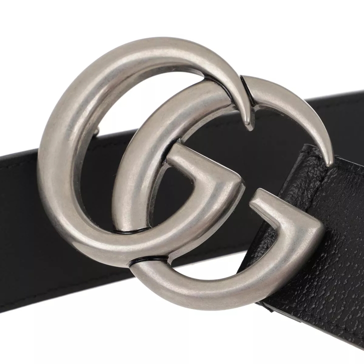 Gucci GG Belt Leather Black Silver Ledergurtel