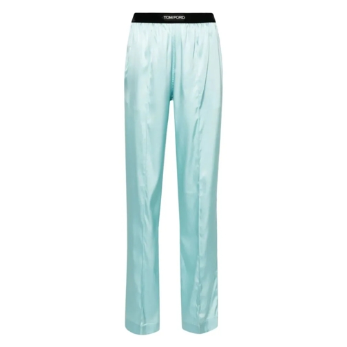 Tom Ford Turquoise Satin Pajama Pants Blue 