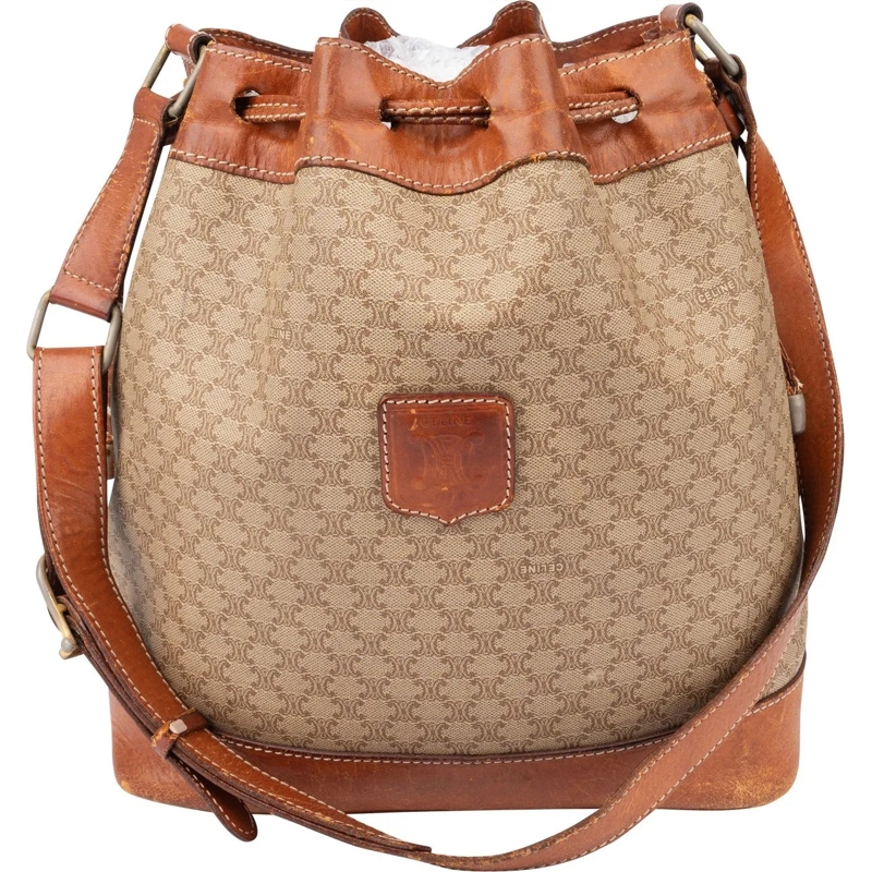 Celine Tote Celine Maccadam Monogram Bucket Shoulder Bag braun