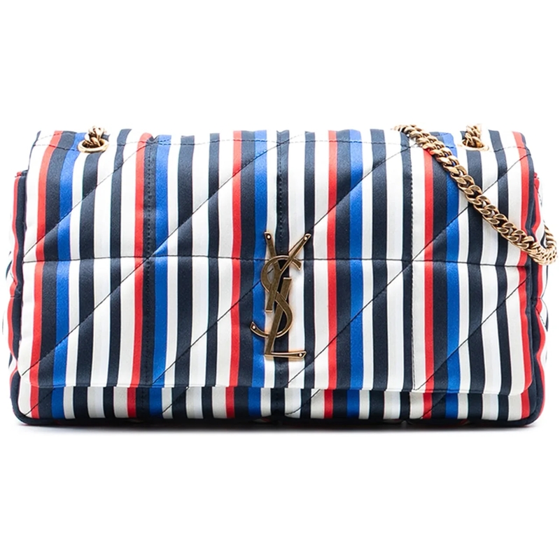 Saint Laurent Schultertasche Medium Quilted Silk Carre Patchwork Jamie Shoulder weiß