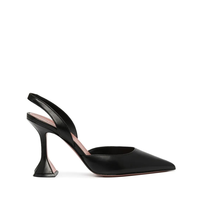 Amina Muaddi Pumps Pointed Toe Slingbacks With Hourglass Heel Black