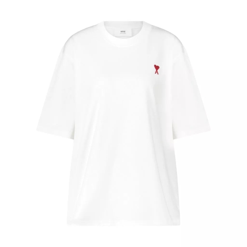 AMI Paris Locker geschnittenes T-Shirt mit Logostickerei 481 Weiß 