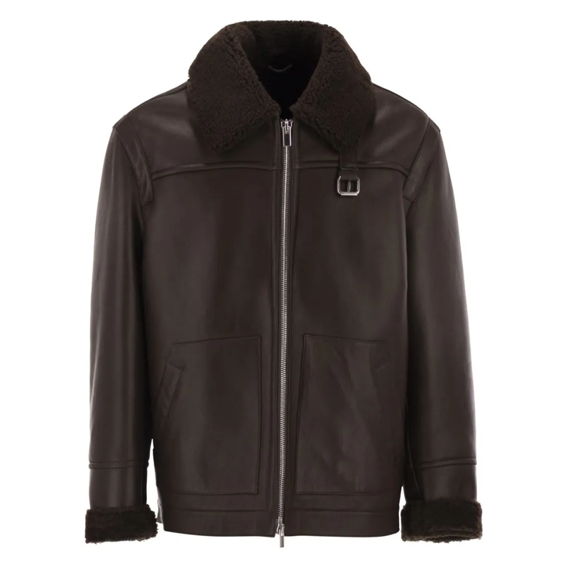 Pt Torino  Shearling Aviator Jacket Brown