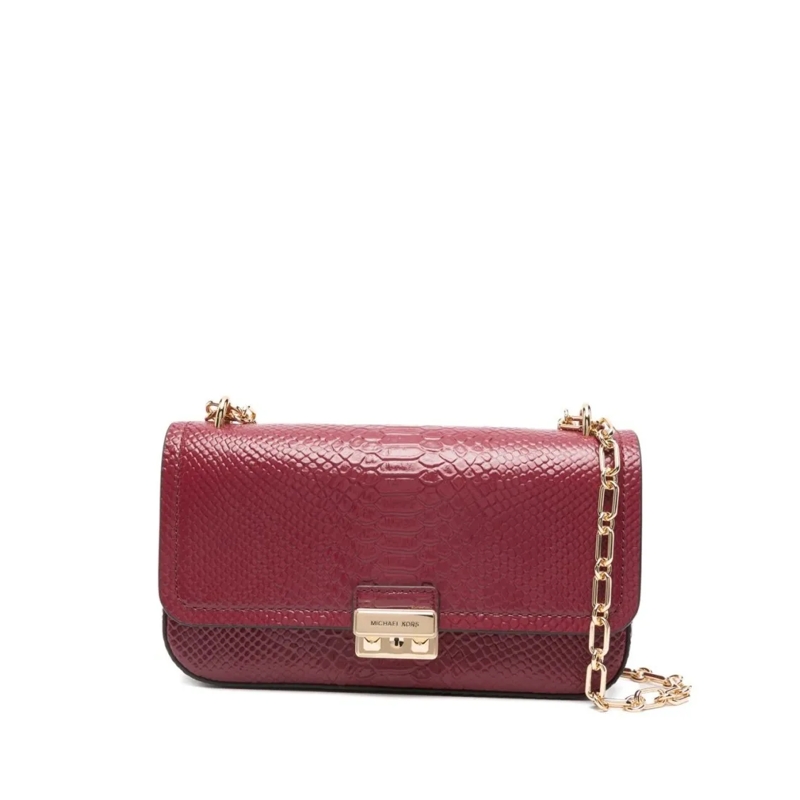 MICHAEL Michael Kors Sac à bandoulière Textured Snake-Embossed Shoulder Bag Burgundy