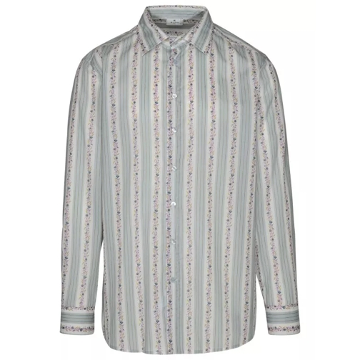 Etro Rome Shirt In Teal Cotton Blue 