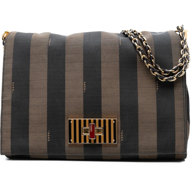 Fendi Schultertasche Large Canvas Pequin Claudia Shoulder Bag braun